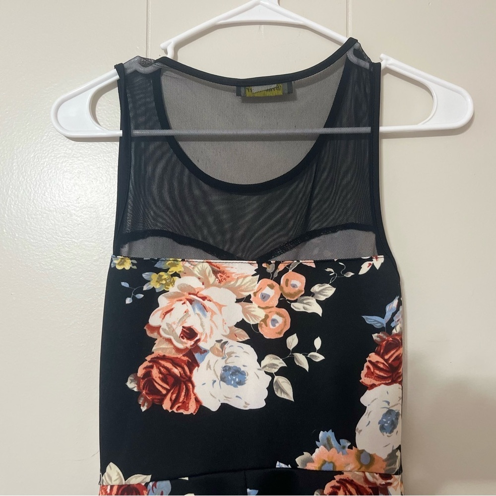 Brat Star Black Sweetheart Black Floral Dress - Picture 4 of 5